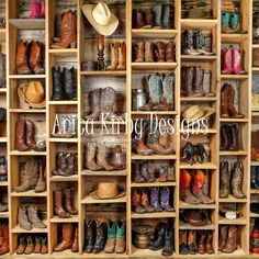 a closet filled with lots of shoes and hats