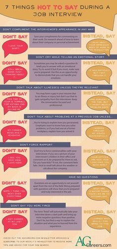 an info sheet with different types of speech bubbles and the words, 7 things not to say