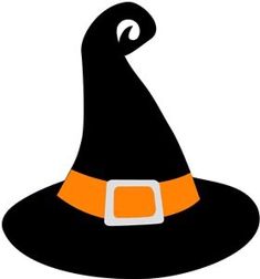 a black witch hat with an orange belt