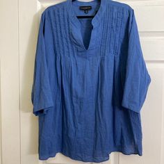 Nwt Lane Bryant Top Shirt Pleated Plus Size Size 22/24 Blue Blue V-neck Top For Daywear, Blue V-neck Shirt For Daywear, Blue Relaxed Fit Tops For Daywear, Blue Relaxed Fit V-neck Shirt, Blue V-neck Shirt With Relaxed Fit, Blue Relaxed Fit Casual Tops, Blue Collared Top For Daywear, Light Blue Relaxed Fit Top For Daywear, Relaxed Fit Light Blue Tops For Daywear