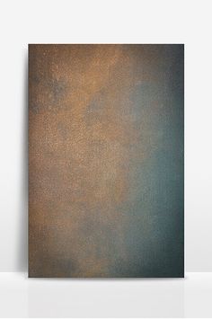 an abstract painting with brown and blue colors on the bottom, in front of a white wall