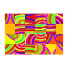 an abstract painting with many different colors and shapes on it's surface, including the lines