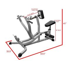 the body - solid adjustable seated bench is shown with measurements