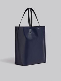 Museo Soft Large Bag in black and blue leather - Shopping Bags Modern Navy Shoulder Bag For Shopping, Modern Navy Shoulder Bag With Leather Handles, Modern Navy Bag With Double Handle, Modern Navy Leather Bags, Flat Heel Boots, Trunk Bag, Women Essentials, North South, Boot Accessories