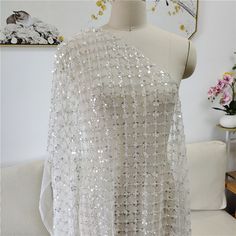 luxury sequins lace fabric with pearl beaded perfect for bridal wear, wedding gowns, woman dress. Color : off white Wide : 130cm. Price is for 1 yard long. We will ship in one piece continue without cutting if you order more than 1 quantity. Very exquisite and romantic. It can be used for wedding dress, prom dress, bridal wear, tops, garment fabric, bodice, curtains and etc... About the shipping, If you select shipping by general shipping, usually needs about 7-20 business days, some remote coun Lace Fabric Diy, Formal Top, Fashionable Dress, Beads Embroidery, Beaded Lace Fabric, Embroidered Lace Fabric, Bridal Fabric, For Wedding Dress, Lace Vintage