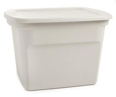 a white plastic storage container on a white background