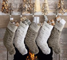 Honeycomb Faux Fur Stockings | Pottery Barn Tree Stocking Holder, Mirror Tree, Pottery Barn Stockings, Rustic Christmas Stocking, Metal Card Holder, Galvanized Iron