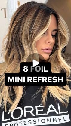 Flash Foil Highlights, Choppy Blonde Highlights, Level 6 With Blonde Highlights, Tip Out Highlights, Foil Placements For Highlights, Wella Caramel Color, Blonde Balayage Placement, Subtle Highlight Placement, Brassy Hair Transformation