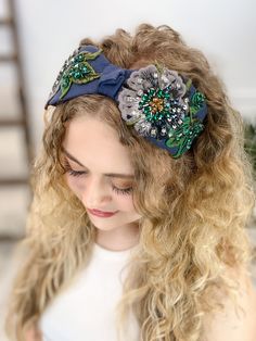 Chic and beautiful! This stunningly embellished headband is a must have hair accessory. Perfect for any occasion. One size fits most. Magical Clothing, Magical Clothes, Fabric Flower Headbands, Embellished Headband, Diy Hair Accessories Ribbon, Silk Lampshade, Flower Headbands, Fabric Brooch, Embellished Headbands