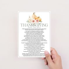 a person holding up a thanksgiving poem