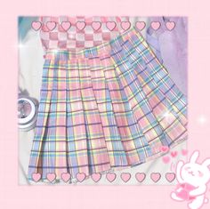 Free Shipping~~Sweet Gradient Pink Checks Plaid Pleated skirt Pink Plaid Skirt, Kawaii Skirt, Plaid Pleated Skirt, Skirt Belt, Zooey Deschanel, Fabric Belt, Pink Plaid, Plaid Skirts, Harajuku Fashion