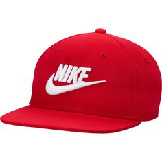 Keep your youngster looking and feeling cool in this Futura Pro hat. Its modern design features signature Nike graphics in raised embroidery, moisture-wicking Dri-FIT technology and Nike Pro fabrics that quickly evaporate away sweat. The snapback closure also makes adjusting the fit fast and easy. Red Snapback Fitted Hat, Red Snapback Casual Fitted Hat, Red Sporty Fitted Hat With Flat Bill, Red Casual Snapback Fitted Hat, Nike Baseball Cap Snapback, Nike Adjustable Snapback Baseball Cap, Sporty Red Snapback Fitted Hat, Red Snapback Hat For Streetwear And Baseball Season, Red Casual Snapback Hat For Sports Events