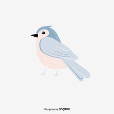 a blue and white bird sitting on top of a white background with the words, designed by