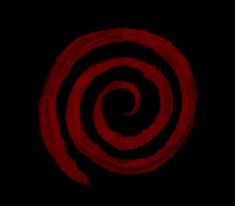 a black and red spiral design on a dark background