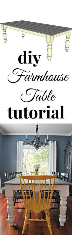 the diy farmhouse table is made from an old dining room table