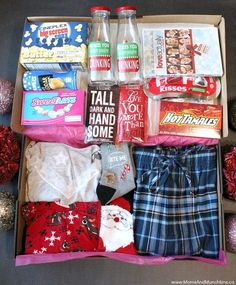 a box filled with assorted holiday items