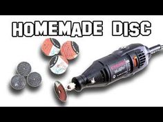 an electric sander with several different types of discs on the bottom and one that says homemade disc