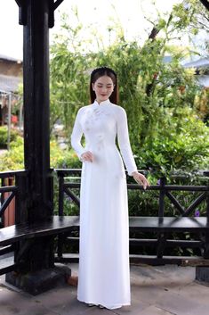 🌿 This set includes traditional Ao Dai, pants. Style: Traditional Material: Very well made with high-quality silk Collar: traditional collar Please provide bust-waist-and hip measurements when placing your order to ensure the best fit for you. 🌿 NOTE: * Recommend gentle washing * Please contact us for any inquiries about size. We don't have an exchange policy for the wrong size * It is safe for a washer and dryer in a "delicate" setting. * Actual Ao Dai colors may differ up to 10% due to light Traditional Long Sleeve Ao Dai For Banquet, Traditional Long Sleeve Ao Dai For Wedding, Traditional White Ao Dai For Wedding, Elegant Wedding Dress For Traditional Ceremonies, Traditional White Ao Dai For Formal Occasions, Traditional White Ceremonial Dress, White Embroidered Ao Dai For Wedding, Elegant Fitted Ao Dai For Traditional Ceremonies, Traditional Fitted White Wedding Dress