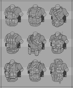 Combat Gear, 캐릭터 드로잉, Tactical Vest, Body Armor, Armor Concept, Drawing Clothes, Military Art, Drawing Reference Poses, Design Reference