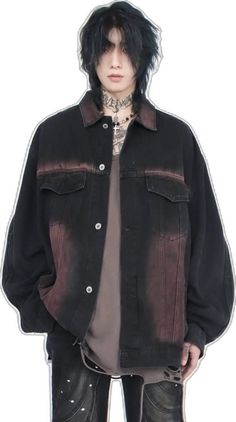 Washed Black Long Sleeve Denim Jacket With Pockets, Black Button-up Denim Jacket For Streetwear, Black Washed Outerwear For Spring, Black Denim Jacket With Pockets For Streetwear, Black Cotton Denim Jacket With Pockets, Black Washed Button-up Denim Jacket, Black Long Sleeve Urban Denim Jacket, Black Urban Long Sleeve Denim Jacket, Brown Long Sleeve Denim Jacket