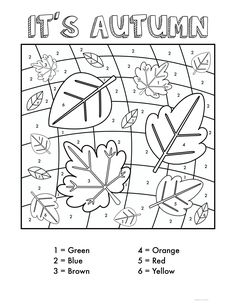 it's autumn coloring page for kids with leaves and acorns in the background