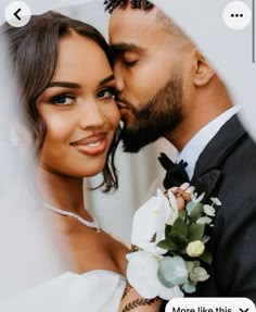 a bride and groom kissing each other with the caption'more like this '