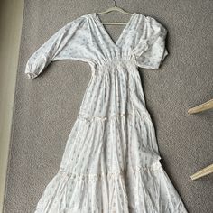 Worn Once. Non Smoking Home. Fully Lined Dress White Maxi Prairie Dress For Spring, White Prairie Dress For Spring, White Feminine Prairie Dress For Spring, White Maxi Length Prairie Dress For Spring, Summer Dress, Colorful Dresses, Color White, Size 2, Long Sleeve Dress