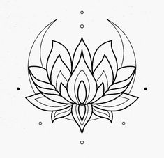 a black and white drawing of a lotus flower