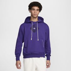 Our Standard Issue Hoodie combines a classic look with modern performance. With a roomy fit and sweat-wicking, heavyweight French terry, it's a pullover made to help you stay comfortable beyond the court. French Terry Sweatshirt With Drawstring Hood For Sports, Nike Athleisure Sweatshirt With Drawstring Hood, French Terry Hoodie With Drawstring For Sports, Nike Functional Sweatshirt With Adjustable Hood, Nike Functional Sweatshirt With Ribbed Cuffs, Nike Athleisure Sweatshirt With Kangaroo Pocket, Nike Athleisure Sweatshirt With Adjustable Hood, Sports French Terry Sweatshirt With Drawstring Hood, Nike Sportswear Sweatshirt With Drawstring Hood