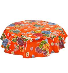 Freckled Sage Round Oilcloth Tablecloth Mum Orange Oilcloth Tablecloths, Oilcloth Tablecloth, Pool Side, Oil Cloth, Round Table, Tablecloths, Outdoor Ottoman, Clean Up, Table Cloth