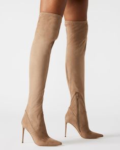 VAVA-voom! A towering stiletto heel, pointed toe and thigh-high shaft make this boot one of the season’s sexiest. Stretch upper to fit most leg sizes Reinforced on top with a silicon strap to ensure no slouching Zipper for ease of getting on and off 4-way stretch patent 4 inch heel height Size 6 measurements: 16.5 inch shaft top circumference, 23.5 inch shaft height Size 8 measurements: 17.25 inch shaft top circumference, 24.5 inch shaft height Size 10 measurements: 18 inch shaft top circumferen Stiletto Heel Boots, 4 Inch Heels, Thigh High, Stiletto Heel, Thigh Highs, Over The Knee, Stiletto Heels, Heeled Boots, 4 Inch