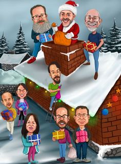 Group Christmas Caricature Drawing Christmas Caricature, Caricature Online, Personalized Caricature, Caricature Artist, Custom Christmas Gifts, From Santa, Lots Of Love, Best Christmas, Custom Christmas