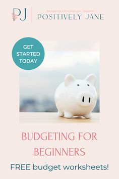 a piggy bank sitting on top of a table next to a sign that says, get started today