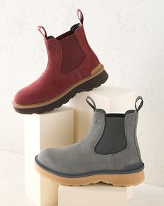 A sportier take on Chelsea boots, to wear rain or shine, year after year. Crafted to last in waterproof suede or leather with a comfy footbed and lightweight sole.  By SOREL.  Gores at sides.  Back and front pull tabs.  Textile-wrapped die-cut EVA footbed.  Man-made sole. Winter Boots Women Outfits, Scandinavian Fashion Winter, Sorel Chelsea Boot, Short Winter Boots, Waterproof Leather Boots, Shop Boots, Winter Fashion Boots, Womens Rain Boots, Garnet Hill