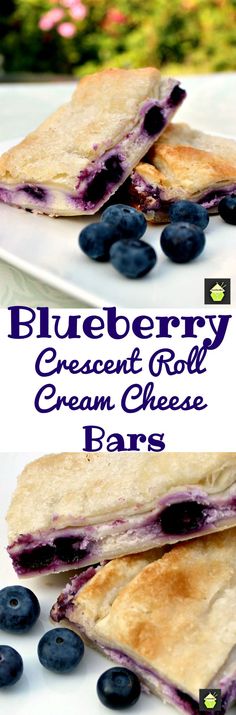 blueberry crescent roll cream cheese bars on a plate