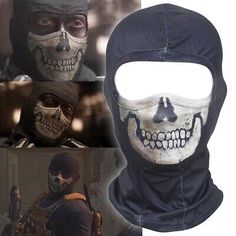 Cool Ski Masks, Black Ops Costume, Halloween Streetwear Balaclava Mask, Halloween Balaclava Mask For Streetwear, Ghost Mask Call Of Duty, Skull Balaclava, Ghost Squad, Ski Hood, Ghost Mask