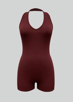 Elevate your athletic attire with our Halter Neck Ribbed Romper. Crafted for both style and performance, this sleek romper features a ribbed texture and a flattering halter neck design, ensuring you stay comfortable and chic during workouts. Sleeveless Halter Sport Rompers 88% Polyamide / 12% Elastane Imported Neck Sport, Ribbed Romper, Athletic Attire, Violet Brown, Full Body Costumes, Yellow Violet, Halter Romper, Full Body Suit, Black Hot Pink