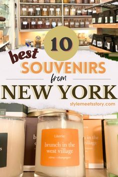 the best souvenirs from new york are on display in this store with text overlay that reads 10 best souvenirs from new york