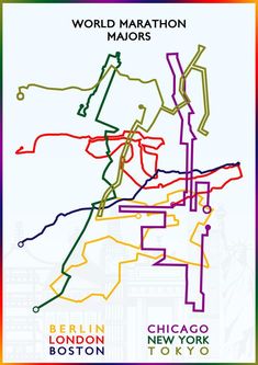 the world marathon map for chicago, new york and boston