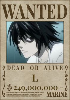 a wanted poster for an anime character