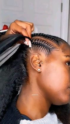 Hairstyles Lines Braids, Stitched Cornrow Braids, Stitch Braiding Styles, Stitch Lines Cornrows, How To Do Stitch Braids Step By Step, Stitch Lines Braids, Six Cornrows Braids, How To Braid Cornrows Step By Step, Stitch Lines Hairstyle