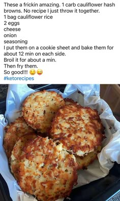 some type of food in a basket on a table with instructions to make it look like they are eating something