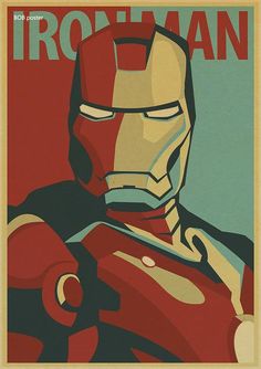 an iron man poster with the words ironman on it's chest and head