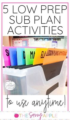 the 5 low prep sub plan activities to use for any time in the school year