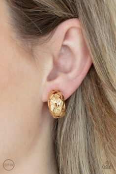 Paparazzi Wrought With Edge Gold Clip-On Earrings Gold Clip-on Earrings In 14k, Ornate Gold Clip-on Earrings, Ornate Gold Clip-on Jewelry, Gold Clip-on Costume Jewelry Earrings, Luxury Gold-tone Brass Clip-on Earrings, Basket Weave Pattern, Jewelry Watch, Mobile Boutique, Apple Ios