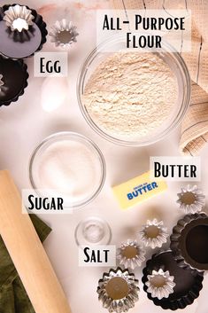 the ingredients for making cupcakes are shown here