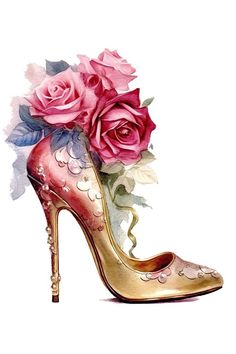 Floral Heels, Floral Fashion, Jolie Photo, Shoe Art, Painted Shoes, Elegant Accessories, Vintage Roses, High Heel Shoes