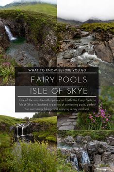 the fairy pools in isle of skye, scotland with text overlay that reads what to know before you go