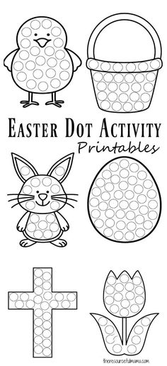 easter dot activity printables for kids to practice their cross and egg hunt skills