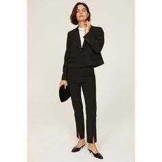 Black crepe (74% Polyester, 19% Viscose, 7% Elastane). Blazer. Long sleeves. Collar. Front button closure. 21" from shoulder to hemline. Imported. Rent The Runway, Closet Designs, Blazer Black, Black Blazers, Madewell, Long Sleeves, Blazer, Collar, Long Sleeve